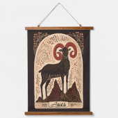 Tapestry Aries Celestial Zodiac Art Wandteppich Mit Holzrahmen (Vorderseite)