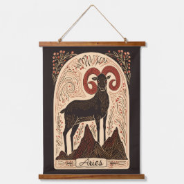 Tapestry Aries Celestial Zodiac Art Wandteppich Mit Holzrahmen