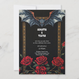 Tapestry Bat und Rose Gotische Hochzeitseinladung Einladung