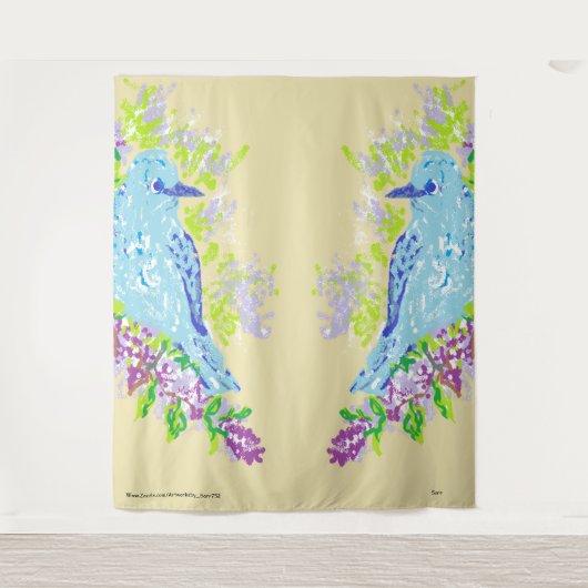 Tapestry: Blaue Liebesvögel Wandteppich (Vorderseite)