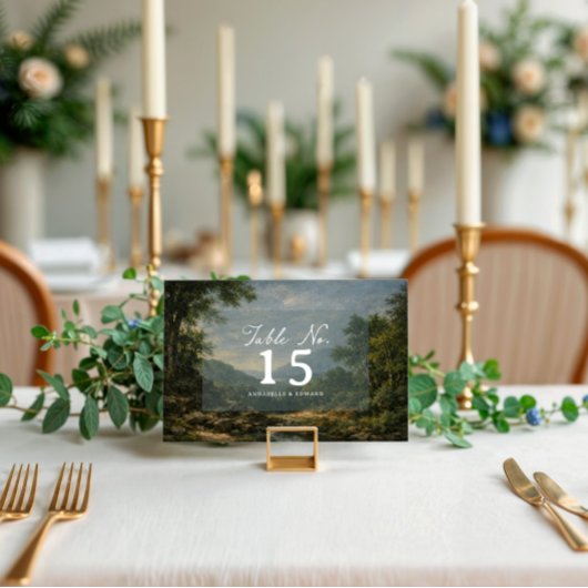 Tapestry Blue Toile Vintage Woodland Table Number Tischnummer