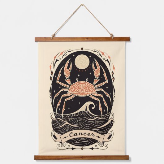 Tapestry Cancer Celestial Zodiac Art Wandteppich Mit Holzrahmen (Vorderseite)