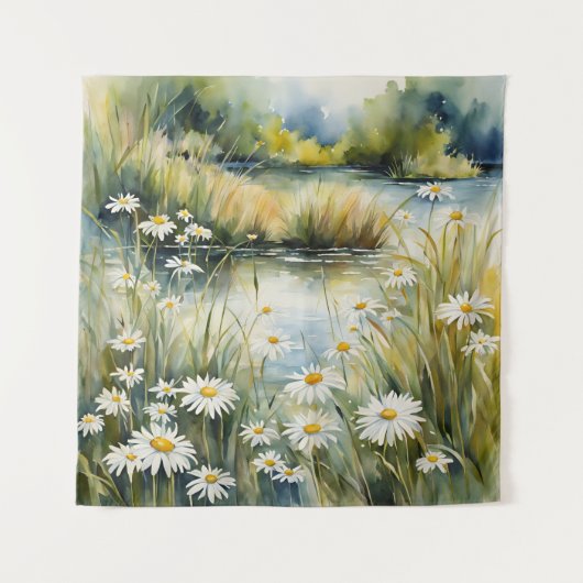 Tapestry Creek Wildblumen Daisies Waterscape Wandteppich (Vorderseite)