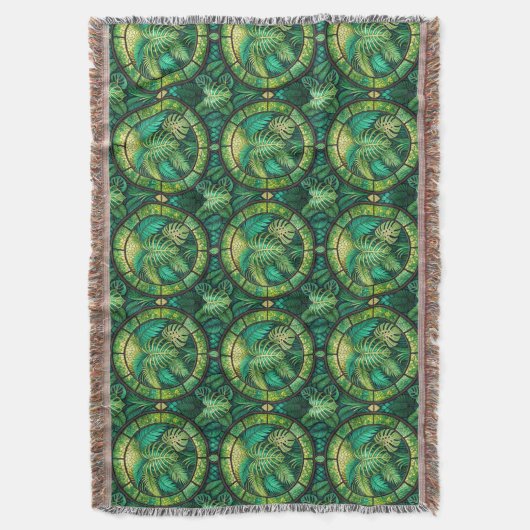 Tapestry featuring a pattern of green tropical  decke (Vorderseite Vertikal)