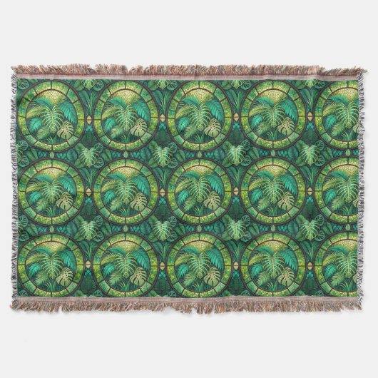 Tapestry featuring a pattern of green tropical  decke (Vorderseite)