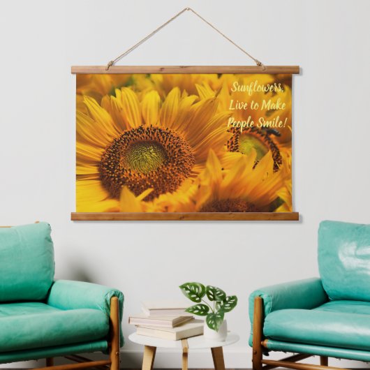 Tapestry Gelbe Sonnenblumen Sprichwort Holz überzo Wandteppich Mit Holzrahmen (Wohnzimmer)