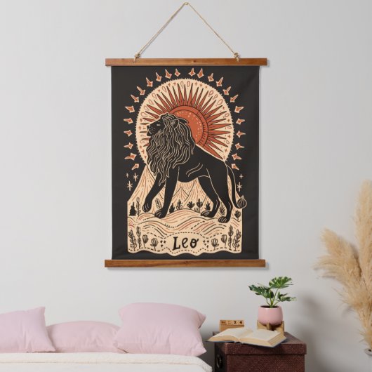Tapestry Leo Celestial Zodiac Art Wandteppich Mit Holzrahmen (Schlafzimmer)