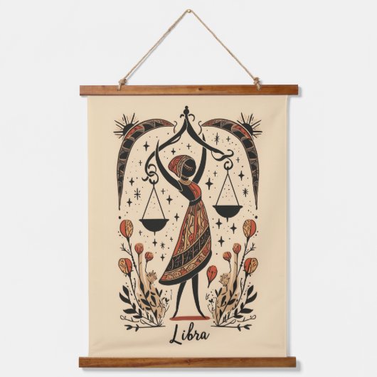 Tapestry Libra Celestial Zodiac Art Wandteppich Mit Holzrahmen (Vorderseite)