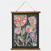Tapestry - Mixed Media Flowers Wandteppich Mit Holzrahmen (Vorderseite)