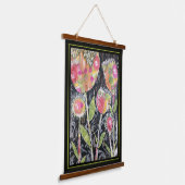 Tapestry - Mixed Media Flowers Wandteppich Mit Holzrahmen (Gewinkelt)