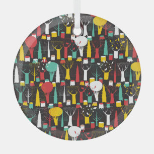 Tapestry-Muster für handgezeichnete Bäume Ornament Aus Glas