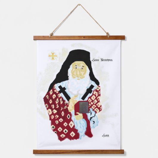 Tapestry : Nectarios of Aegina Greek saint Wandteppich Mit Holzrahmen (Vorderseite)