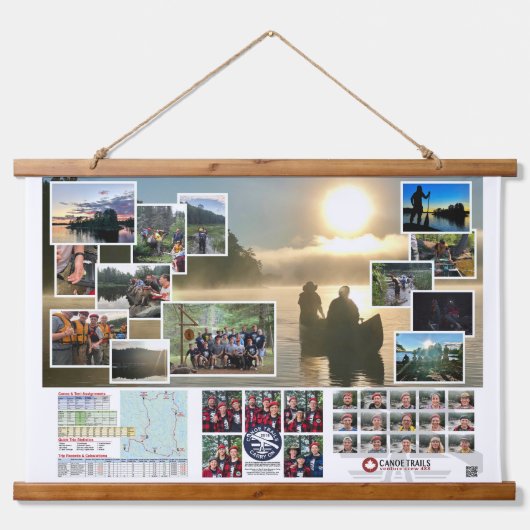 Tapestry of Canoe Trails 2018 Kanadische Reise Wandteppich Mit Holzrahmen (Vorne)