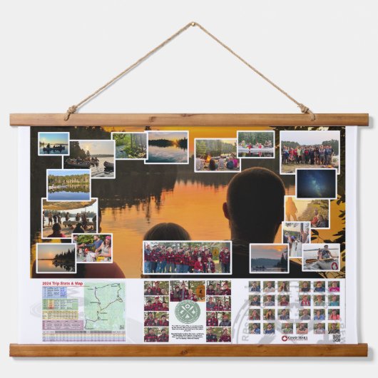 Tapestry of Canoe Trails 2024 Kanadische Reise Wandteppich Mit Holzrahmen (Vorne)