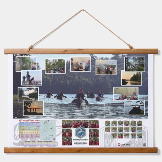 Tapestry of Canoe Trails 2025 Canadian Trip Wandteppich Mit Holzrahmen (Vorne)