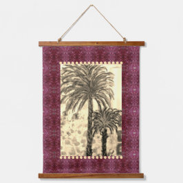 Tapestry - Palm Tree Sepia Wandteppich Mit Holzrahmen