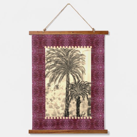 Tapestry - Palm Tree Sepia Wandteppich Mit Holzrahmen (Vorderseite)