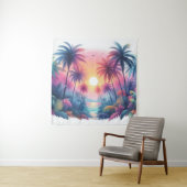 Tapestry Pink Sunset Tropical Beach Art Wandteppich (Beispiel)
