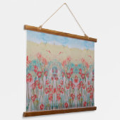 Tapestry - Red Wildflowers Wandteppich Mit Holzrahmen (Gewinkelt)