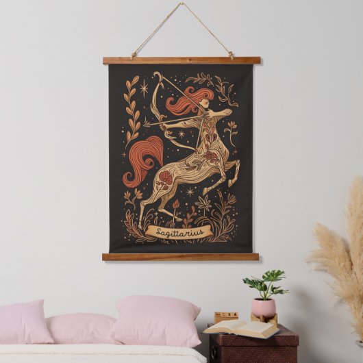 Tapestry Sagittarius Celestial Zodiac Art Wandteppich Mit Holzrahmen (Schlafzimmer)