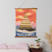 Tapestry - Sailboat with Striped Sail  Wandteppich Mit Holzrahmen (Schlafzimmer)