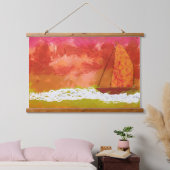 Tapestry - Sailing Red Skies  Wandteppich Mit Holzrahmen (Schlafzimmer)