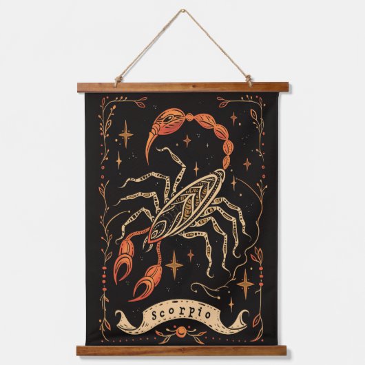 Tapestry Scorpio Celestial Zodiac Art Wandteppich Mit Holzrahmen (Vorderseite)