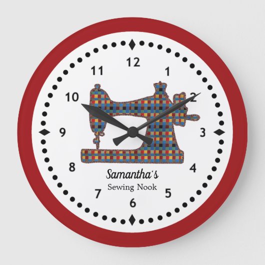 Tapestry Sewing Large Clock Machine Große Wanduhr (Vorderseite)