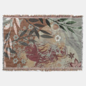 Tapestry Style Owl Blätter Blume Collage Decke (Vorderseite)