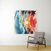 Tapestry Sunset Ocean Waves Tropical Beach Art Wandteppich (Beispiel (Horizontal))