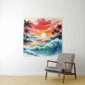 Tapestry Sunset Ocean Waves Tropical Beach Art Wandteppich (Beispiel)