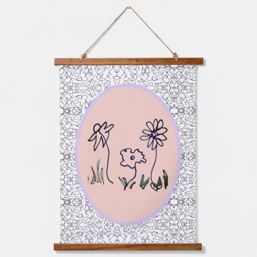 Tapestry - Three Flowers Wandteppich Mit Holzrahmen (Vorderseite)