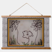 Tapestry - Three Little Flowers Wandteppich Mit Holzrahmen (Vorne)