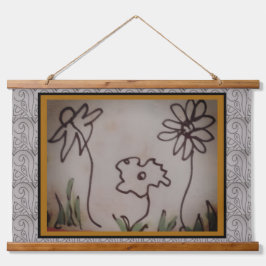 Tapestry - Three Little Flowers Wandteppich Mit Holzrahmen