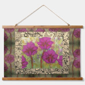 Tapestry - Three Pink Flowers Wandteppich Mit Holzrahmen (Vorne)