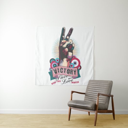Tapestry – Victory Peace & Love Pop-Art Design Wandteppich (Beispiel)