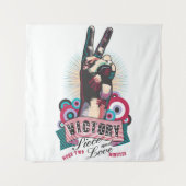 Tapestry – Victory Peace & Love Pop-Art Design Wandteppich (Vorderseite)