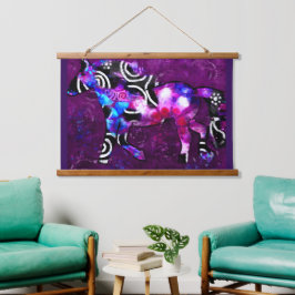 Tapestry - Whimsical Abstrakt Galloping Horse Wandteppich Mit Holzrahmen