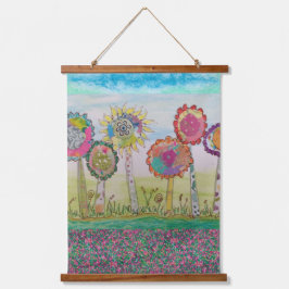 Tapestry - Whimsical Flowers  Wandteppich Mit Holzrahmen