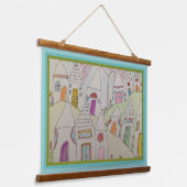Tapestry - Whimsical Neighborhood Wandteppich Mit Holzrahmen (Gewinkelt)