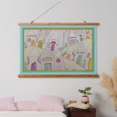 Tapestry - Whimsical Neighborhood Wandteppich Mit Holzrahmen (Schlafzimmer)