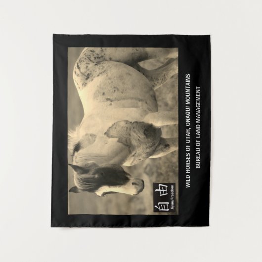 Tapestry WILD PFERDE VON UTAH, ONAQUI BERGE BLM Wandteppich (Vorderseite)