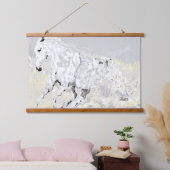 Tapestry : wild white Stallion  Wandteppich Mit Holzrahmen (Schlafzimmer)