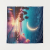Tapesty Crescent Moon Tropical Beach Art Wandteppich (Vorderseite (Horizontal))