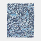 Tapesty Indigo Blue White Woodland Animal Floral Fleecedecke (Vorderseite)