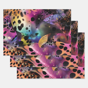 Tapete Abstrakt Lebhaft Lila rosa gelb Geschenkpapier Set