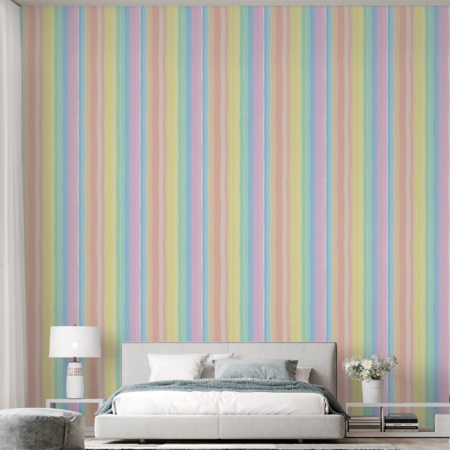 Tapete aus weichen Pastellstreifen, beruhigend vis (Schlafzimmer)