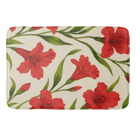 Tapete de Banheiro florais vermelha Badematte (Vorderseite)
