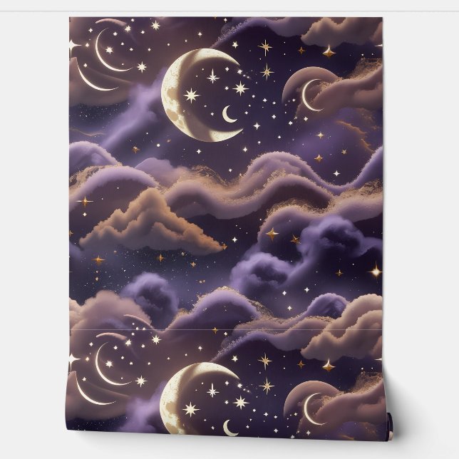 Tapete - Design Mond im rauchigen Himmel (Abrollen)