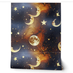 Tapete - Feuerorange Mond Himmel